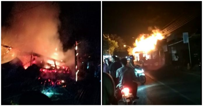 Kolase kebakaran rumah (kiri) di Pasrepan dan Pertamini (kanan) di Gununggangsir, Beji, Kabupaten Pasuruan.